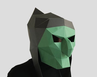 Evil Witch Paper Masken Template: 3D Low Poly Maske (PDF Pattern)