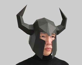Helm 9 - Papiermaske Vorlage, Papercraft Helm, 3D Helm, Low Poly Helm, 3D Papiermaske, Papierhelm, Low Poly Maske Halloween