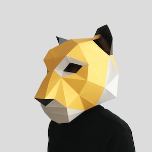 Modello maschera tigre - maschera di carta, maschera di carta, maschere, maschera 3d, maschera low poly, maschera di carta 3d, modello maschera di carta, maschera animale Halloween