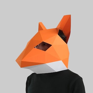 Squirrel mask template PDF - paper mask template, papercraft mask, masks, 3d mask, low poly mask, 3d paper mask, animal mask halloween