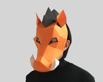 Mr. Pig Maske PDF - Low Poly Papercraft Tier Masken Vorlage