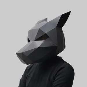 Modello maschera lupo - maschera di carta, maschera di carta, maschere, maschera 3d, maschera low poly, maschera di carta 3d, modello maschera di carta, maschera animale Halloween