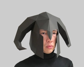 Helm 4 - Papiermaskenschablone, Papercraft Helm, 3D Helm, Low Poly Helm, 3D Papiermaske, Papierhelm, Low Poly Maske Halloween
