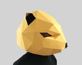 Beaver mask digital PDF - Low Poly Papercraft Animal Mask Template