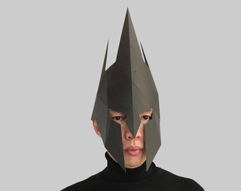 Helm 6 - Papiermaskenschablone, Papercraft Helm, 3D Helm, Low Poly Helm, 3D Papiermaske, Papierhelm, Low Poly Maske Halloween