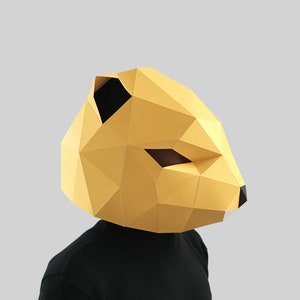 Modèle de masque de castor - masque en papier, masque papercraft, masques, masque 3d, masque low poly, masque en papier 3d, modèle de masque en papier, masque animal halloween