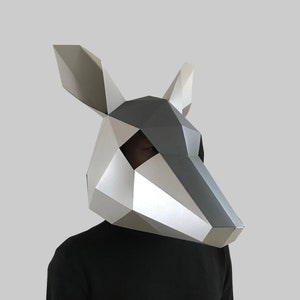 Modelo de máscara de tatu em PDF - modelo de máscara de papel, máscara de papel artesanal, máscaras, máscara 3D, máscara de baixo polígono, máscara de papel 3D, máscara de animal de Halloween