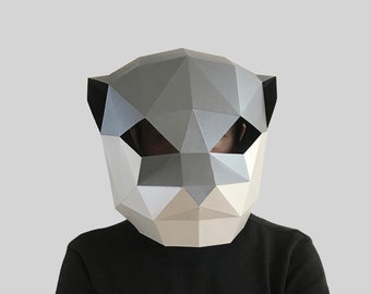 Otter Maskenschablone - Papiermaske, Papercraft Maske, Masken, 3D Maske, Low Poly Maske, 3D Papiermaske, Papiermaskenschablone, Tiermaske Halloween