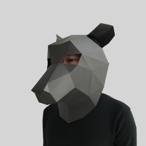 Bear mask template - paper mask, papercraft mask, masks, 3d mask, low poly mask, 3d paper mask, paper mask template, animal mask halloween
