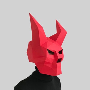Devil skull mask template PDF - paper mask, papercraft mask, masks, 3d mask, low poly mask, 3d paper mask, paper mask template, animal mask