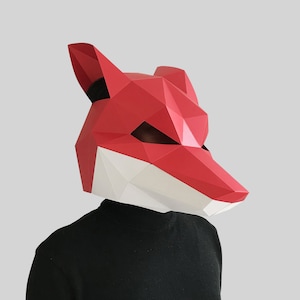 Red fox mask template PDF - paper mask, papercraft mask, masks, 3d mask, low poly mask, 3d paper mask, paper mask template, animal mask