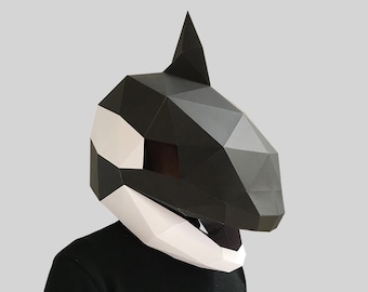 Killer whale mask template - paper mask, papercraft mask, masks, 3d mask, low poly mask, 3d paper mask, paper mask template, animal mask