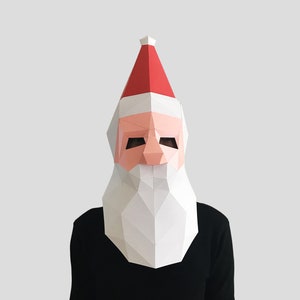 Santa Claus mask PDF template style 2 - paper mask, papercraft mask, masks, 3d mask, low poly mask, 3d paper mask, paper mask template