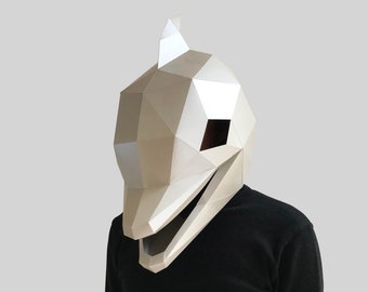 Dolphin mask template PDF - paper mask, papercraft mask, masks, 3d mask, low poly mask, 3d paper mask, paper mask template, animal mask