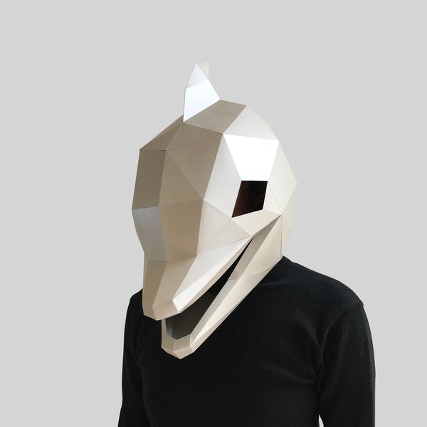 Dolphin mask template - paper mask, papercraft mask, masks, 3d mask, low poly mask, 3d paper mask, paper mask template, animal mask