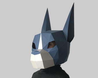 Plantilla de máscara de perro pequeño - máscara de papel, máscara de papercraft, máscaras, máscara 3d, máscara de baja poli, máscara de papel 3d, plantilla de máscara de papel, máscara de animal