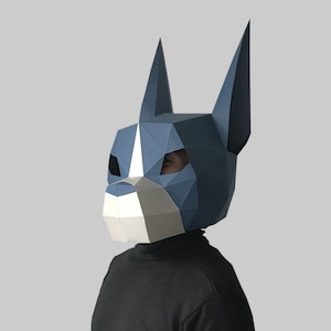 Little Dog Mask Template digital PDF - Low Poly Papercraft Animal Mask