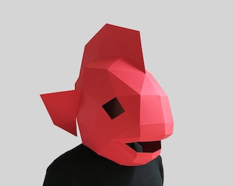 Fish mask digital PDF - Low Poly Papercraft Animal Mask Template