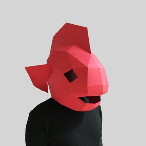 Fish mask template - paper mask, papercraft mask, masks, 3d mask, low poly mask, 3d paper mask, paper mask template, animal mask halloween