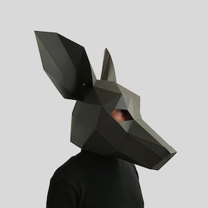 Kangaroo Mouse mask digital PDF - Low Poly Papercraft Animal Mask Template
