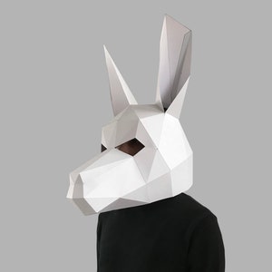Lama mask template PDF - paper mask, papercraft mask, 3d mask, low poly mask, 3d paper mask, paper mask template, animal mask halloween