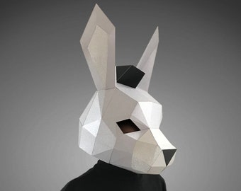 Plantilla de máscara de burro - máscara de papel, máscara de papercraft, máscaras, máscara 3d, máscara de baja poli, máscara de papel 3d, plantilla de máscara de papel, máscara de animal halloween