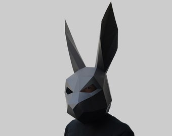 Modèle de masque de lapin - masque en papier, masque papercraft, masques, masque 3D, masque low poly, masque en papier 3D, modèle de masque en papier, masque animal halloween