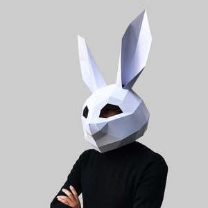 Little bunny mask template PDF - paper mask, papercraft mask, masks, 3d mask, low poly mask, 3d paper mask, paper mask template, animal mask