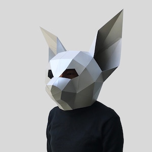 Lady Cat mask digital PDF - Low Poly Papercraft Animal Mask Template