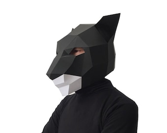 Digitale pdf pantermasker - Low Poly Papercraft-sjabloon dierenmasker