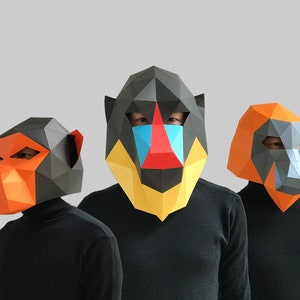 COMBO #24 paper mask template - paper mask, papercraft mask, masks, 3d mask, low poly mask, 3d paper mask, animal paper mask template