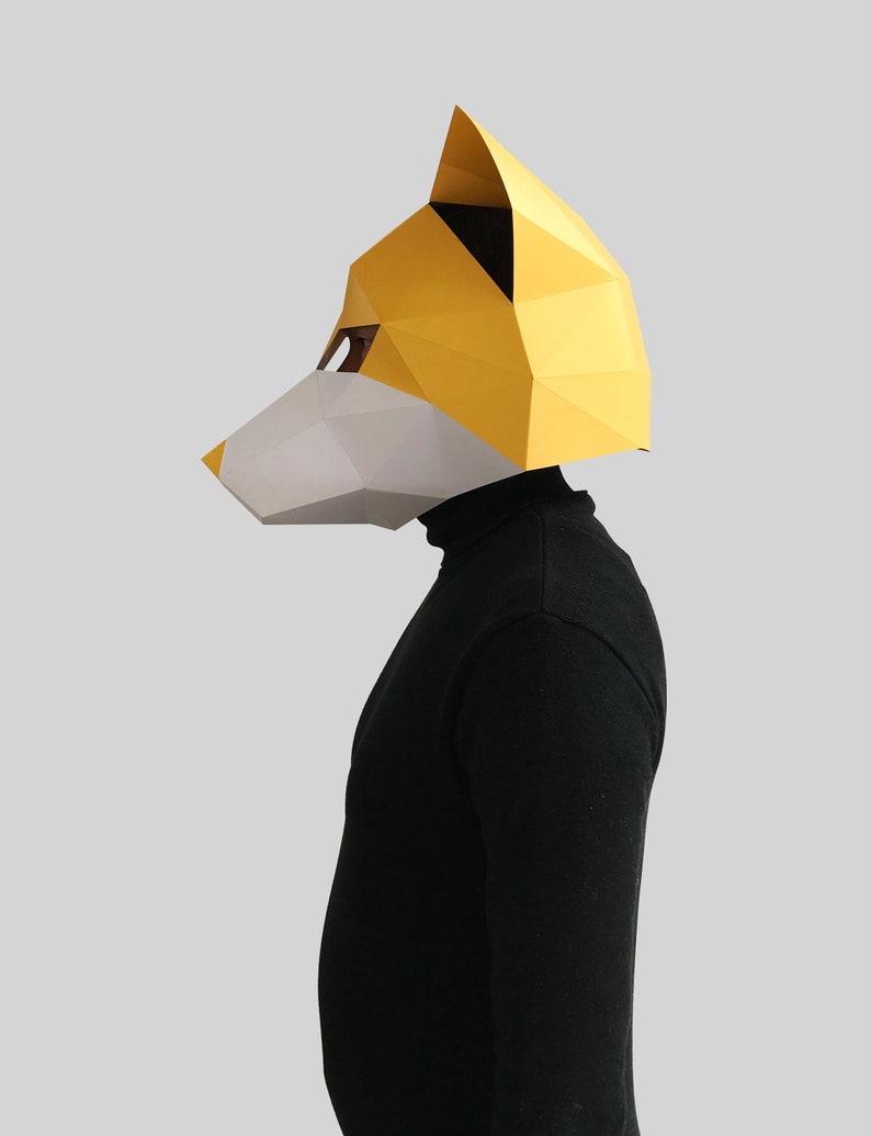 Shiba Inu Dog Mask Template Paper Mask Papercraft Mask | Etsy