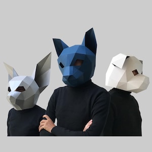 COMBO #6 paper mask template PDF - paper mask, papercraft mask, 3d low poly mask, 3d paper mask, paper mask template, animal mask halloween