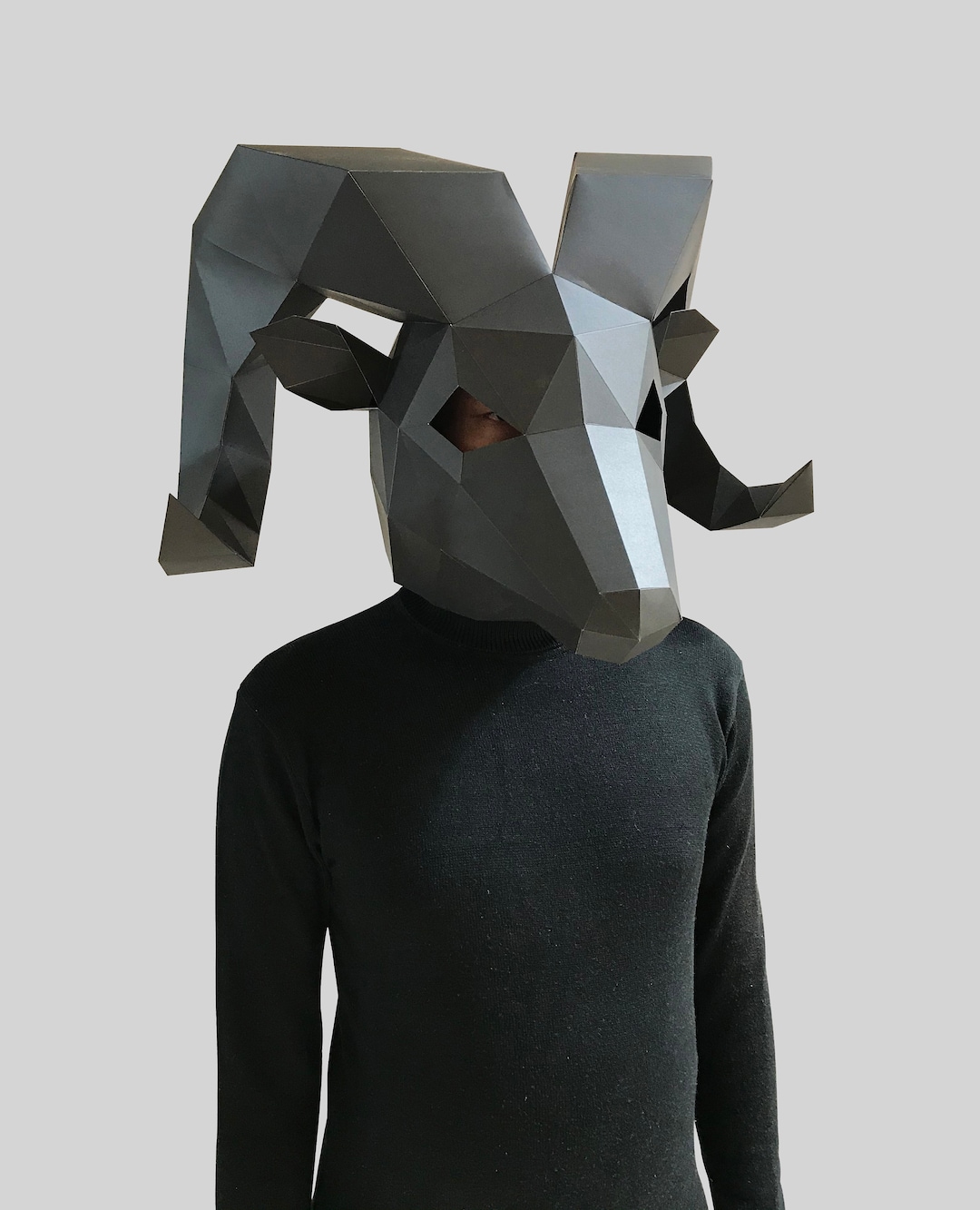 Bighorn Sheep Mask Digital PDF - Low Poly Papercraft Animal Mask ...