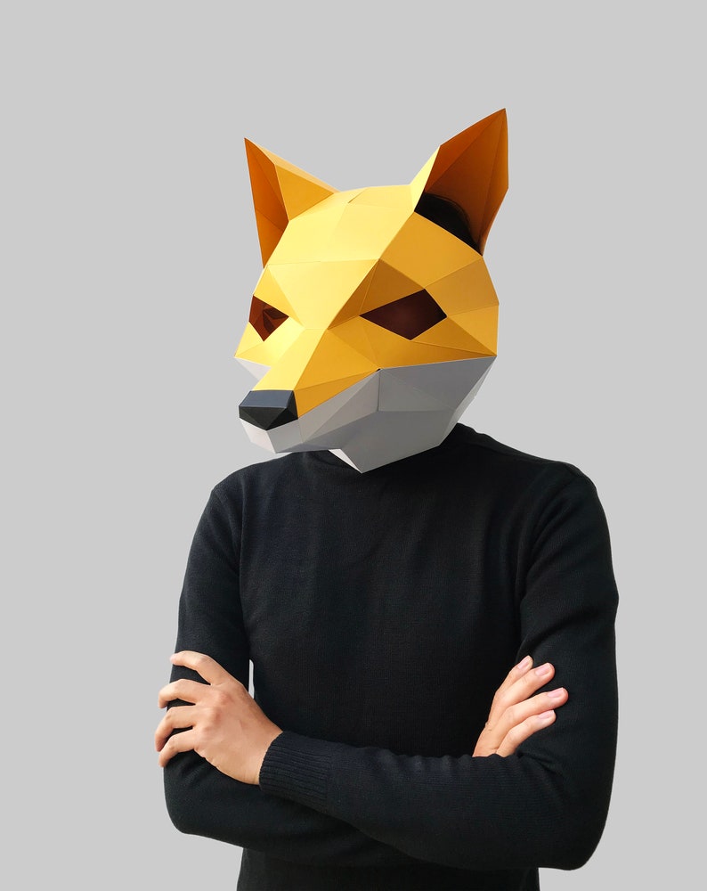 Fox half Mask паперкрафт. Gold Fox.