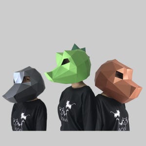 COMBO #18 paper mask template PDF - paper mask, papercraft mask, 3d mask, low poly mask, 3d paper mask, paper mask template, animal mask