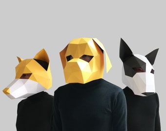 COMBO #17 paper mask template - paper mask, papercraft mask, masks, 3d mask, low poly mask, 3d paper mask, paper mask template, animal mask
