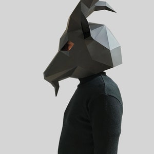 Goat Mask Template Paper Mask, Papercraft Mask, Masks, 3d Mask, Low ...