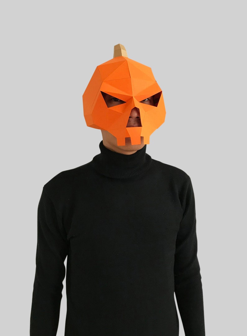 Pumpkin Skull Mask DIY 3D mask,PDF,Polygon Paper Mask,Template,Printable,Animal,Pattern mask,Low Poly,Papercraft Mask,Costume,Halloween