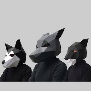 COMBO #3 paper mask template PDF - paper mask, papercraft mask, 3d low poly masks, 3d paper mask, paper mask template, animal mask halloween
