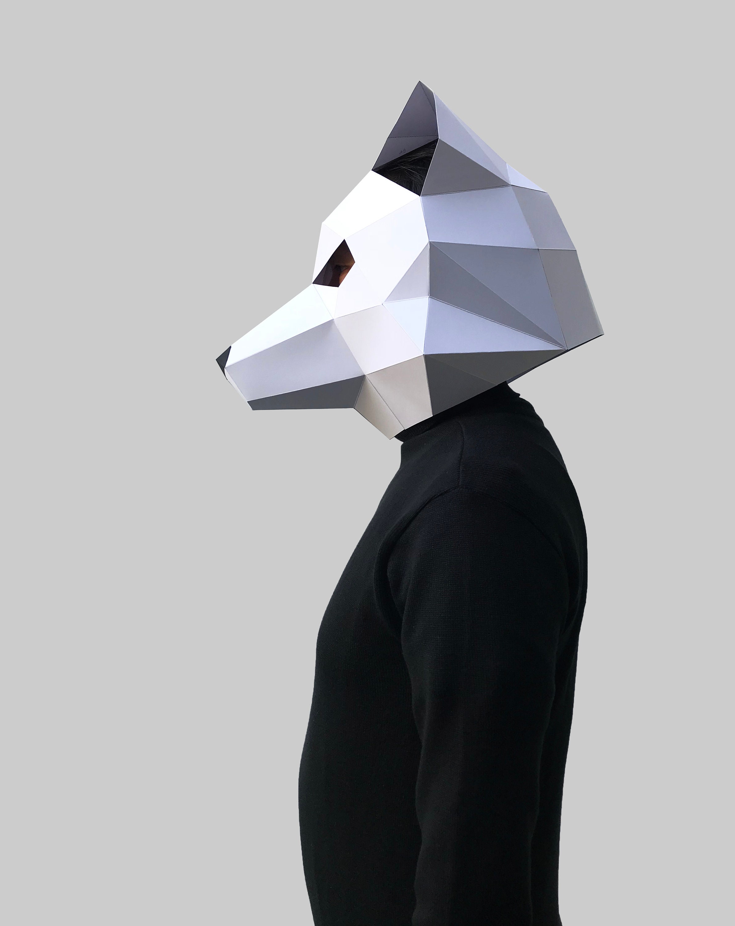 White Fox Mask Template Paper Mask Papercraft Mask Masks | Etsy