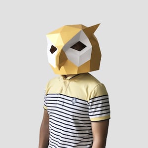Owl Mask Template Paper Mask, Papercraft Mask, Masks, 3d Mask, Low Poly ...
