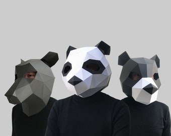 COMBO #5 PapiermaskenSchablone - Papiermaske, Papercraft Maske, Masken, 3D Maske, Low Poly Maske, 3D Papier Maske, Papiermaske Schablone, Tiermaske