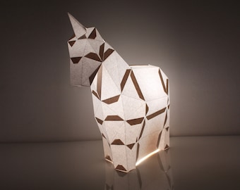 Small unicorn lampshade paper template - paper lantern template, papercraft template, paper animal halloween, paper 3d, low poly papercraft