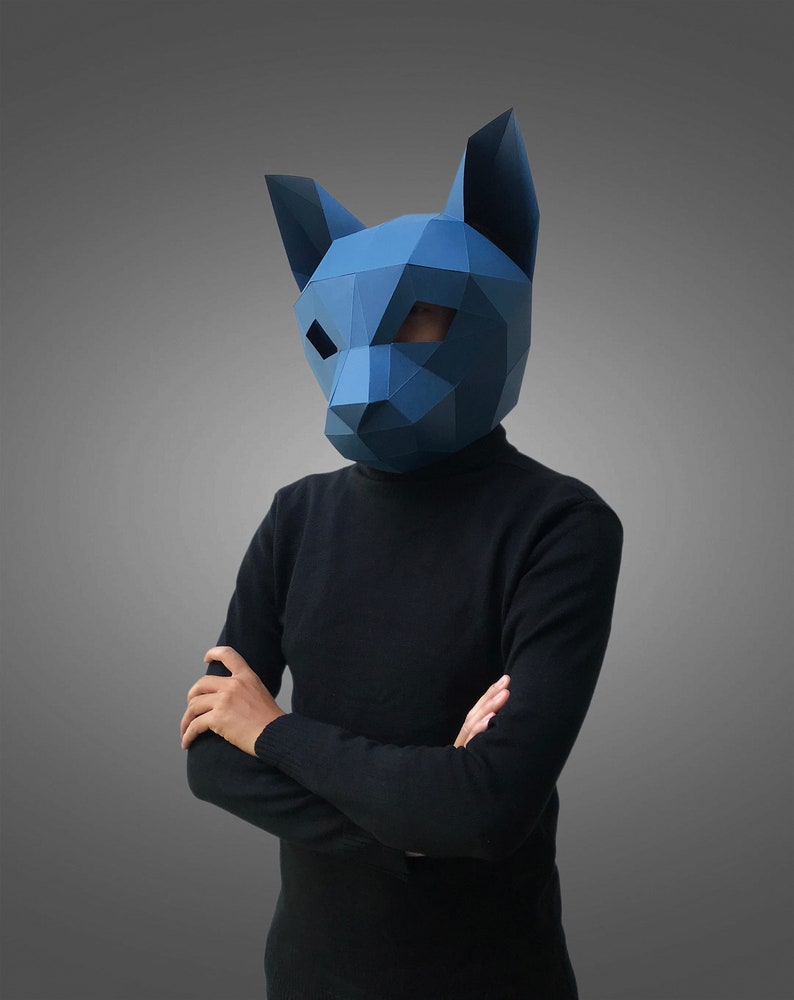 Cat mask template paper mask papercraft mask masks 3d Etsy