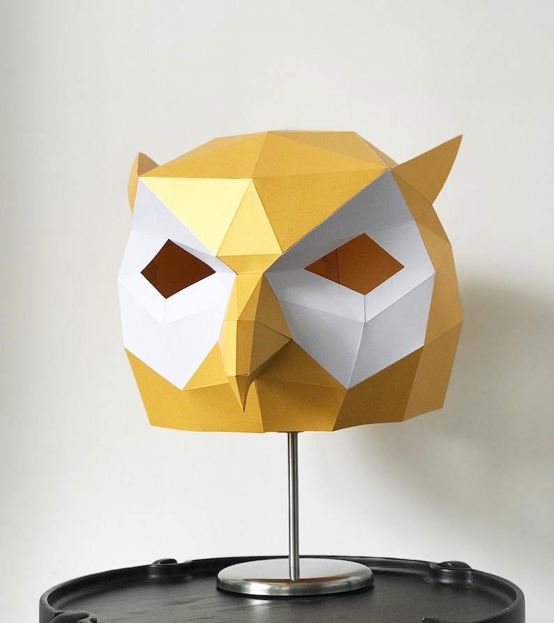 Owl mask template paper mask papercraft mask masks 3d Etsy