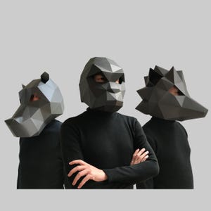 COMBO #25 Papiermasken-Vorlage - Papiermaske, Papercraft-Maske, Masken, 3D-Maske, Low-Poly-Maske, 3D-Maske, Papiermasken-Vorlage, Tiermaske