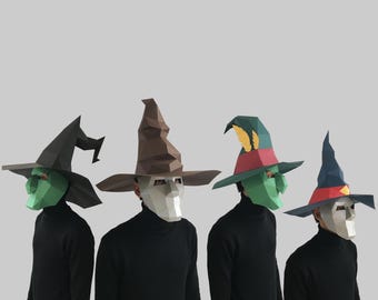 COMBO #21 paper hat mask template PDF - paper mask, papercraft mask, 3d low poly mask, 3d paper mask, paper mask template, animal mask
