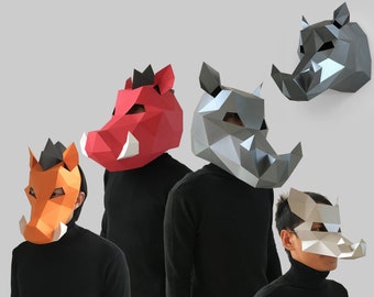 COMBO #28 paper mask template - paper mask, papercraft mask, masks, 3d mask, low poly mask, 3d paper mask, paper mask template, animal mask