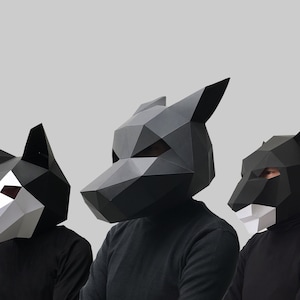 COMBO #3 paper mask template - paper mask, papercraft mask, 3d low poly masks, 3d paper mask, paper mask template, animal mask halloween